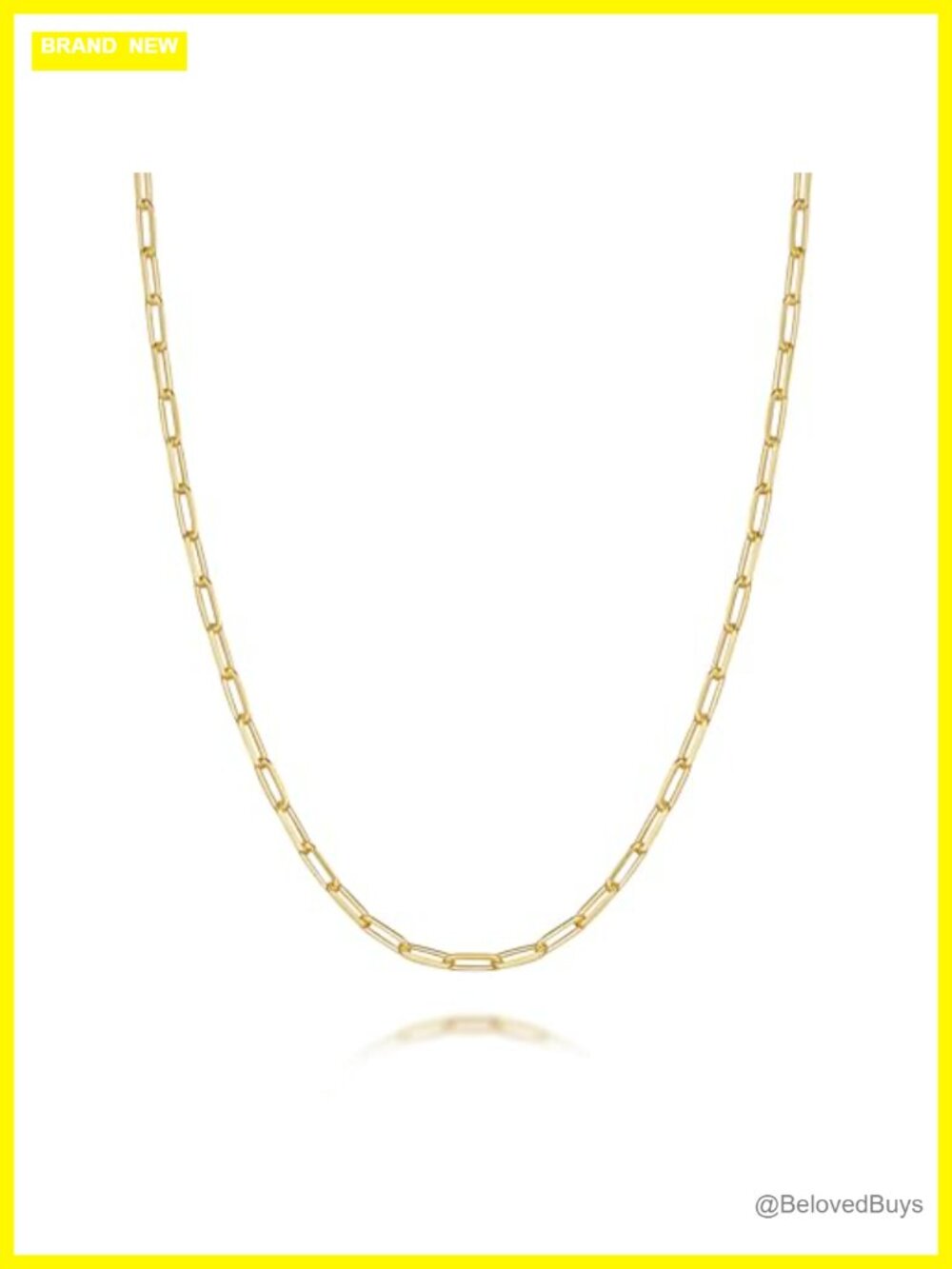 14K Gold Plated Paperclip Chain Necklace 20in Lobster Clasp